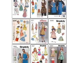 Sewing Pattern  Simplicity Aprons Women Men VTG 1940s 1950s  1960s 1970s S1221 S6202 S8857 S8827 S8152 S8571 S8151 S9301 S9496 Your Choice