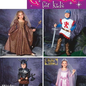 S5520 Sewing Pattern Kids' Medieval Renaissance Costumes Princess Knight Viking Queen Sizes 3-8 Costume Simplicity 5520