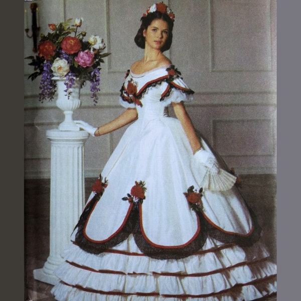 S5724 Sewing Pattern Historic Costume Civil War 1860s Gone with the Wind Scarlett O'Hara Ball Dress Sizes 6-12/14-20 Simplicity 5724 OOP