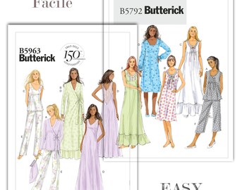 EASY Sewing Pattern EASY Robe Camisole Slip Sleepwear Lingerie Peignoir Negligee Culottes Butterick B5792 Butterick B5963  Butterick 5932