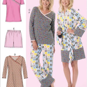 NIEUW Naaipatroon Misses' Loungewear Nachtkleding Pyjama Badjas Broek Topmaten 18 W-24 W