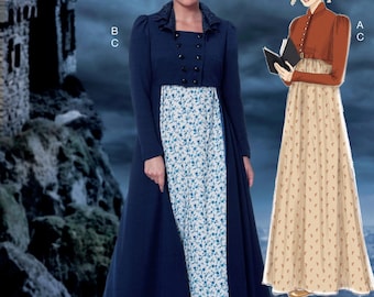 M7493 Sewing Pattern Misses Historical 1812 Second Empire Era Costume Dress Jacket Sizes 6-22 McCall's 7493 Regency Jane Austen Sensibility