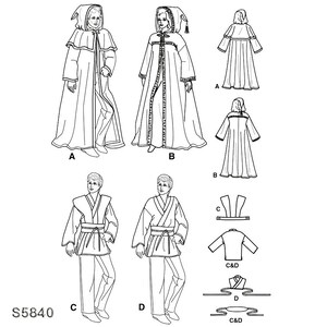 S5840 Sewing Pattern Star Wars Costumes Jedi Simplicity 5840 Sizes XS ...