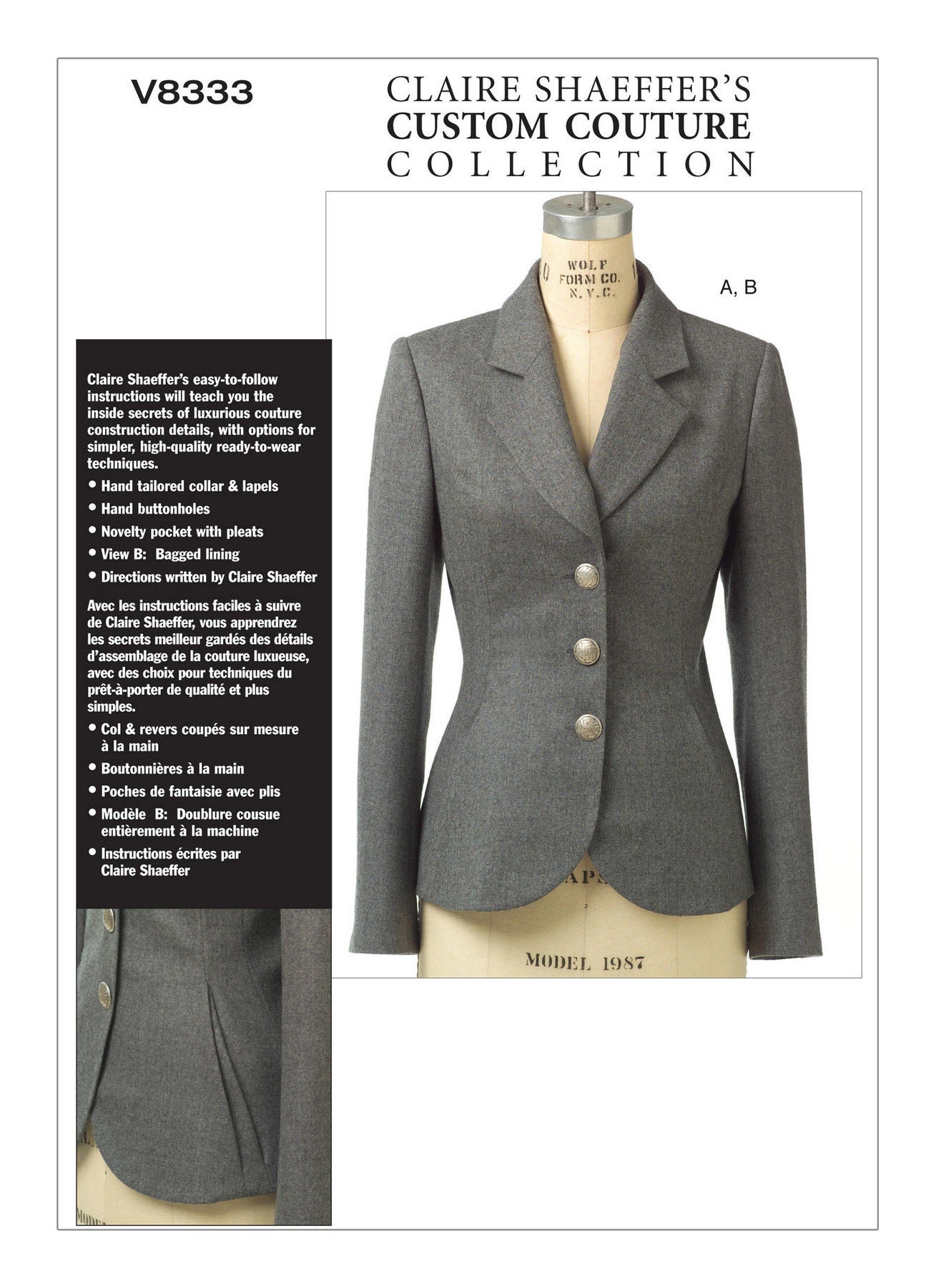 V8333 Vogue 8333 SEWING PATTERN Semi-fitted Lined Jacket - Etsy