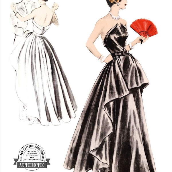 V1963 Vogue 1963 Sewing Pattern Vintage 1950's Design Misses' Special Occasion Evening Formal Dress Sizes 4-12 or 14-22