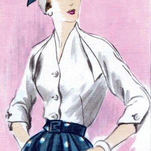 Patrón de costura Vogue 1863 V1863, diseño vintage de los años 50, blusa cruzada de 1949, falda con cinturón, tallas 6-14/16-24, 31664519133, 31664519140, NUEVO, FF