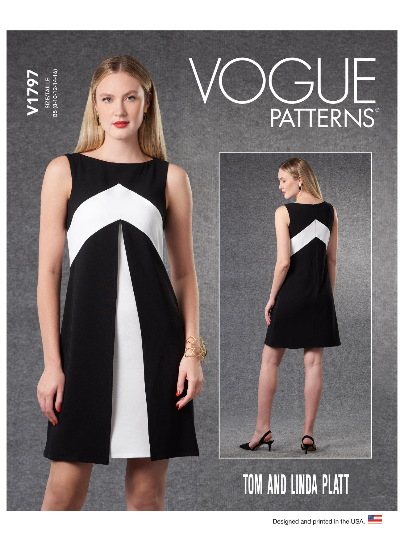 V1797 Vogue 1797 Sewing Pattern Designer Tom and Linda Platt Misses' Layered Color Block Dress Sizes 8-16 or 16-24 31664513162 31664513179