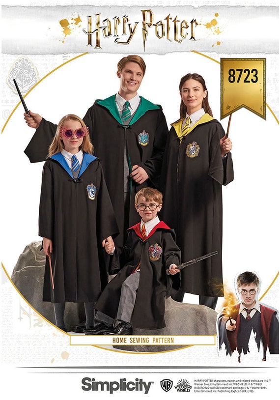 S8723 Patron de couture Costume Harry Potter Unisexe Enfant/Ado Poitrine  23-34 58-87 cm & Adulte/Ado Poitrine 30-48 Tailles XS-XL Simplicité 8723 -   France
