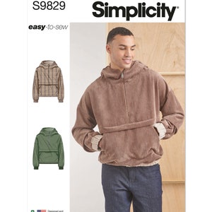 Puede incluir: Patrón de costura Simplicity S9829, chaqueta con capucha fácil de coser con un bolsillo canguro. El patrón incluye dos versiones: una chaqueta a cuadros y una chaqueta de color sólido.