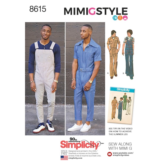 S8615 Sewing Pattern Simplicity 8615 Men's Jumpsuit Overalls Sizes