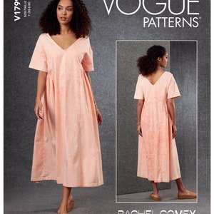 V1799 Sewing Pattern Design Rachel Comey EASY Dress Boho Style XS-M (4-14) or L-XXL (16-26)  31664515401 31664515418 Vogue 1799