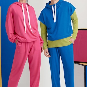 New S9379 Sewing Pattern Misses Men&#39;s Unisex Sportwear Hoodies Pants Tees XS-XXL Simplicity 9379