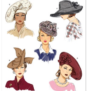 S9834 Sewing Pattern Misses' Vintage 5 Hats 1930s 1940s One Size ...