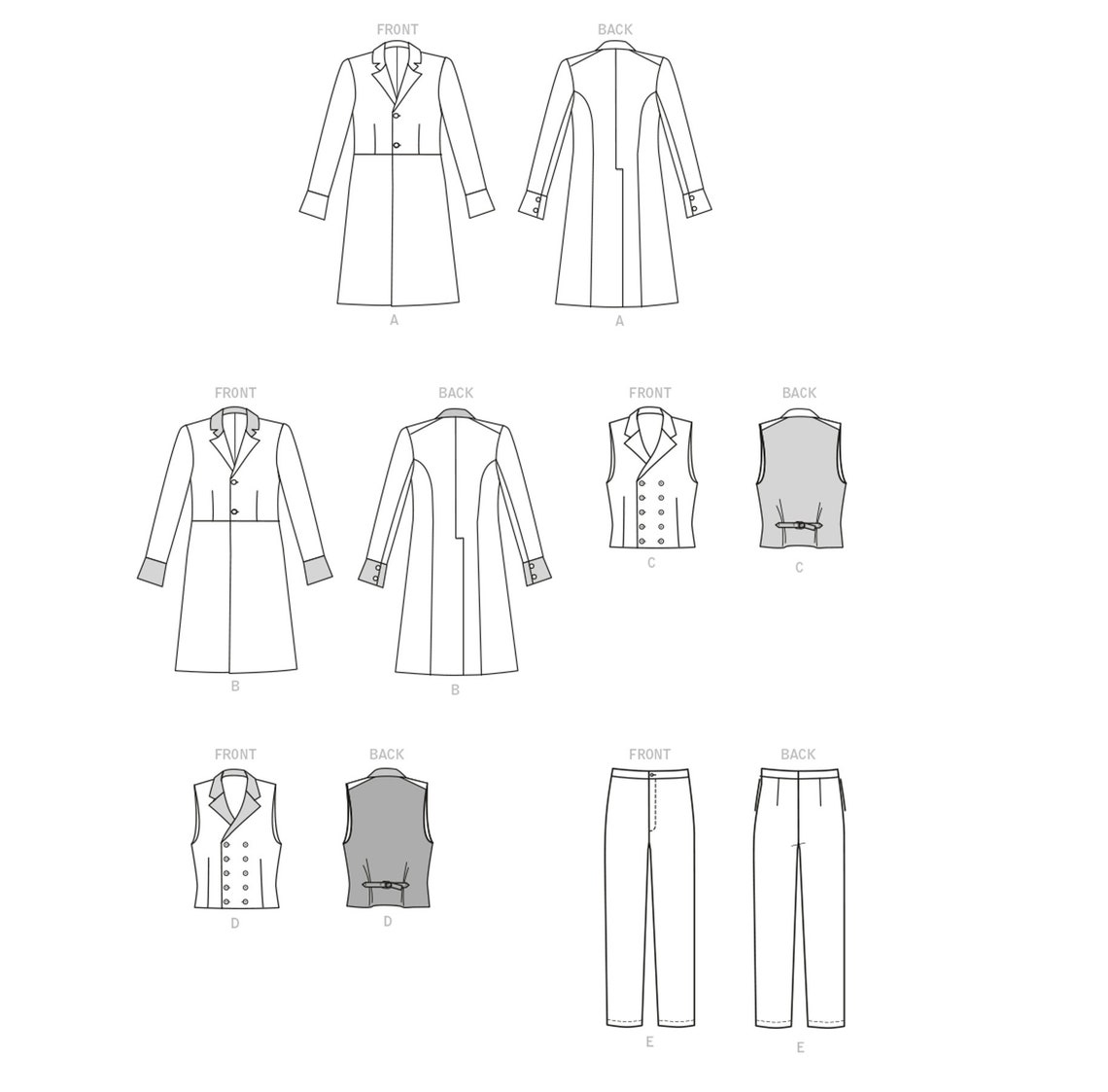 M8185 Sewing Pattern Men's Costume Victorian Coat Gilet Etsy