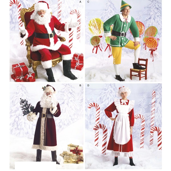 S2542 Sewing Pattern Men's Costume Sizes XS-M (30-40) or Lg-XL (42-48) Santa Claus Elf Misses Santa Father Frost Simplicity 2542