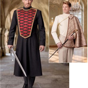 NEW M8624 Sewing Pattern Men&#39;s Costume Renaissance Cape Military Coat Sizes 34-52