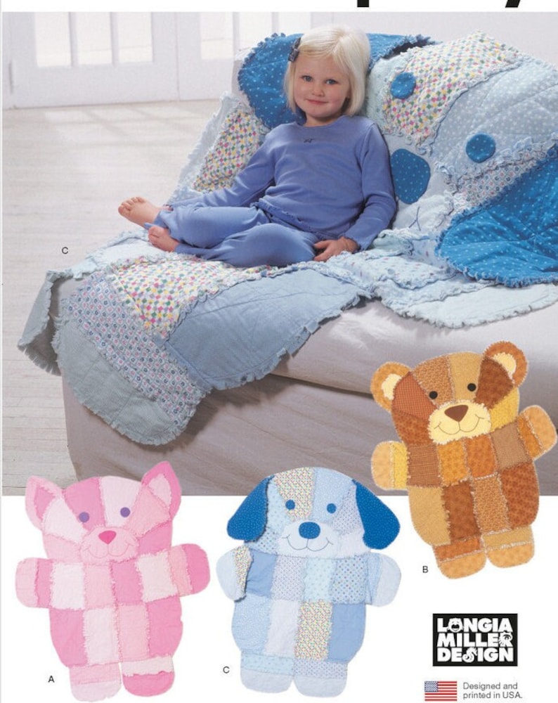 S9674 Sewing Pattern Animal Rag Quilt Throws Wall Hanging Craft ...
