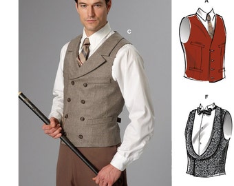 NEW Sewing Pattern Traditional Elegant Formal Casual Men's Vest 6 Variations US Sizes 34-56 S-XXXL