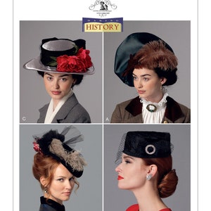 B6397 Naaipatroon Victoriaanse Edwardiaanse bunkerhoeden rond de eeuwwisseling 4 stijlen Maten XS-LG 31664468172 Butterick 6397