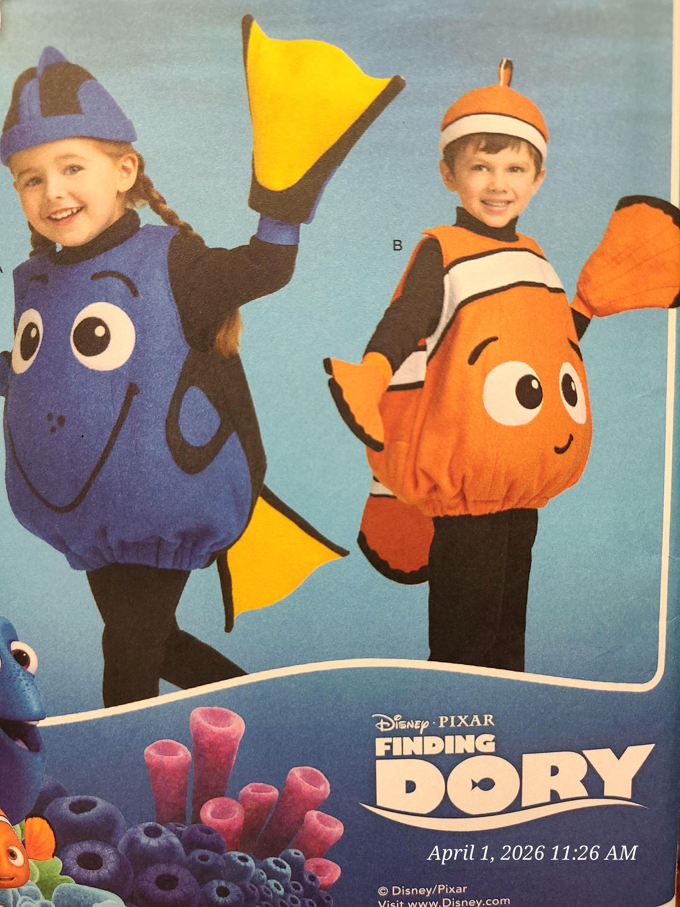 NEW Sewing Pattern Child Costume Nemo Dory Disney - Etsy
