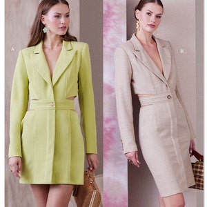 V1936 Vogue 1936 Sewing Pattern Misses&#39; Blazer Dress Sizes 6-14 or 14-22 V1736 31664524083 31664524090