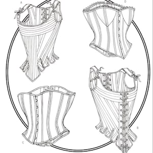 B4254 Sewing Pattern Misses&#39; Corset Historic Elizabethan Renaissance Civil War 4 Styles Sizes 6-22 Butterick 4254 31664384748 31664384755