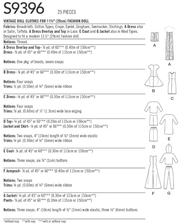 Sewing Pattern * for 11 1/2