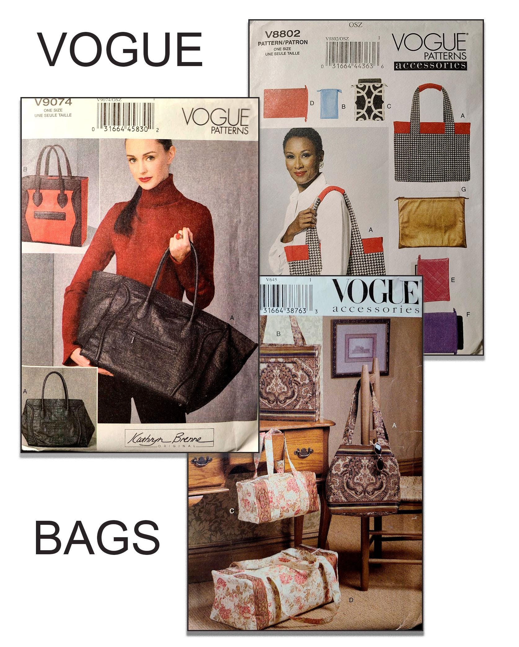 Sac à Main Vintage VOGUE En Tissu Marron - Grand Modèle Rétro - Occasion Bon état