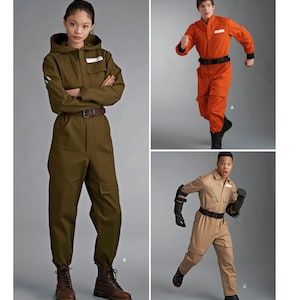 S8722 Sewing Pattern Aviator Flight Resistance Jumpsuit Halloween Cosplay Costume Unisex Men's Teen's Sz XS-XL Chest 30-48" Simplicity 8722