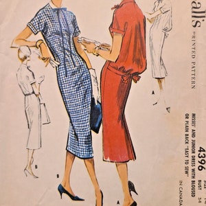 M4396 B34&quot; VTG 1950s Sewing Pattern Fitted Dress Bust 34&quot; Size 14 McCall&#39;s 4396 EASY Vintage 50s **