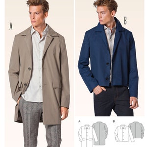 Burda 6932 Sewing Pattern Men's Buttoned Semi-Fitted Coat and Jacket 2 Variations US Sizes 34-50 Europe Sizes 44-60 4011199069323 Burda6932