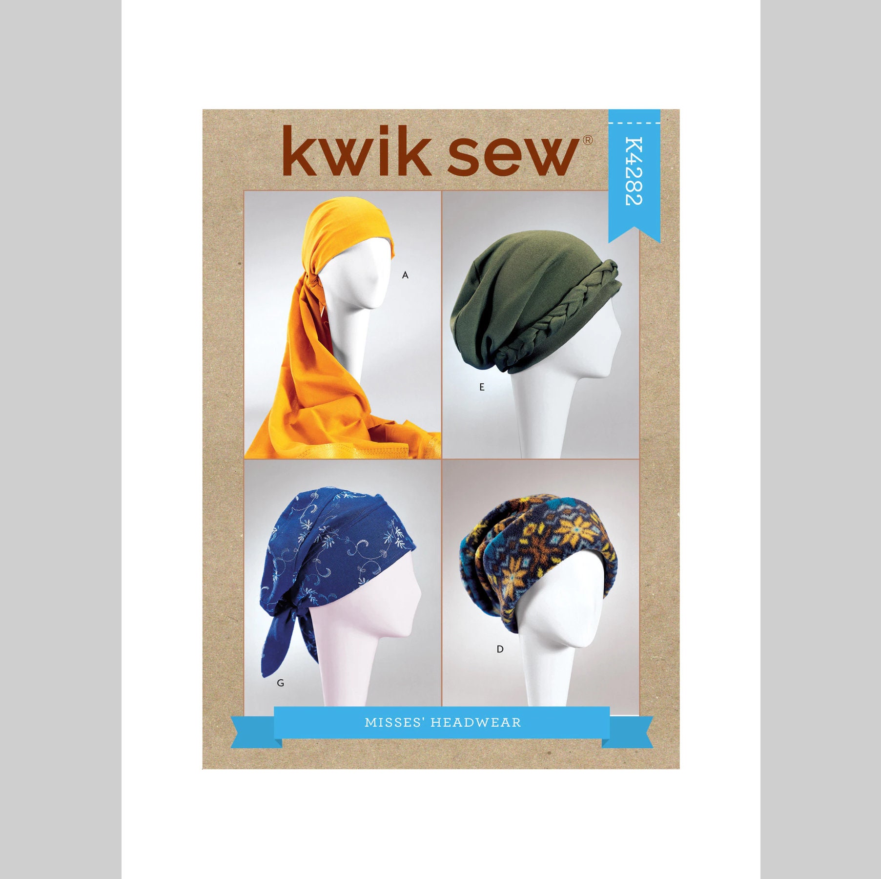 K4282 Sewing Pattern Misses' XS-L Hats 33594000620 OOP Kwik