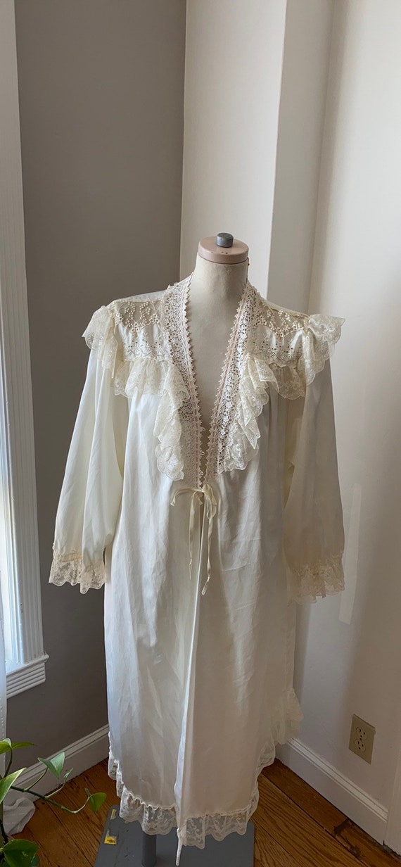 Vintage 80s 90s Christian Dior Lace Ruffle Satin R