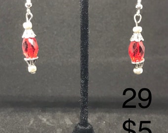 Red dangle earrings