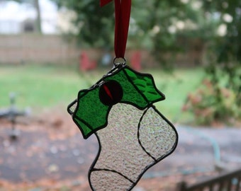 Stained Glass Christmas Stocking Window Ornament
