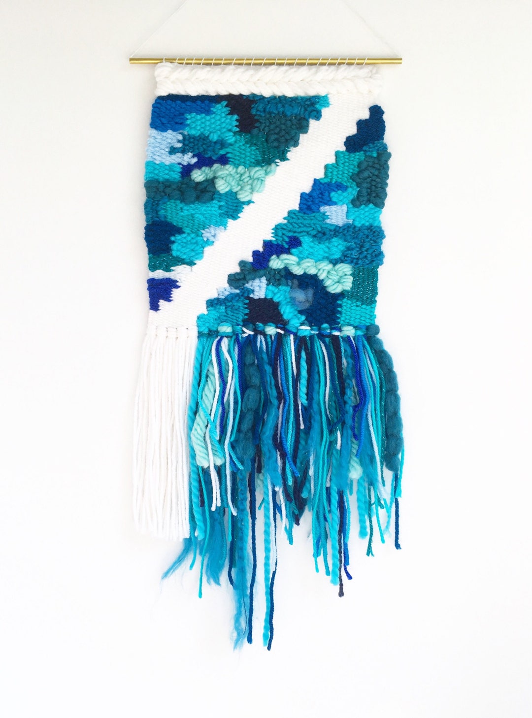 Wall Hanging Tapestry // Boho Woven Wall Hanging // Blue Textile Fiber Art // Nursery Teen Decor