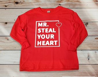 Mr. Steal Your Heart/Valentines Day Shirt/Mr. Lover/Valentines Day Gift/Toddler Valentines Shirt/Kids Valentine Shirt/Lover Boy Valentine