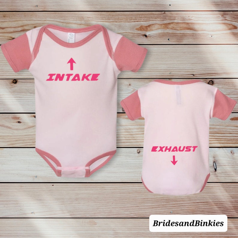 Intake Exhaust Baby Bodysuit: Mechanic Car Lover Gift Ballerina w/ HotPink