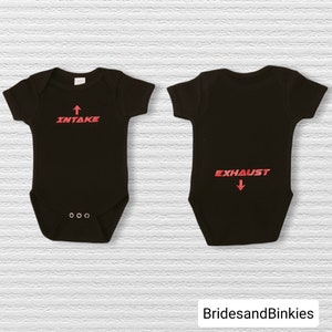 Intake Exhaust Baby Bodysuit: Mechanic Car Lover Gift Black w/ Red