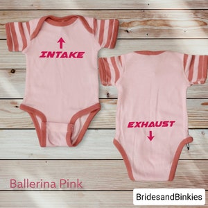 Intake Exhaust Baby Bodysuit: Mechanic Car Lover Gift PinkStripesw/HotPink