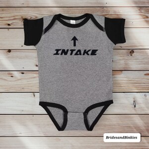 Intake Exhaust Baby Bodysuit: Mechanic Car Lover Gift GrayBlack w/ Black