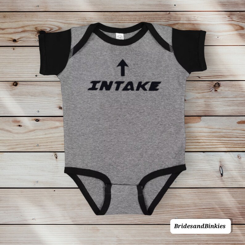 Intake Exhaust Baby Bodysuit: Mechanic Car Lover Gift GrayBlack w/ Black