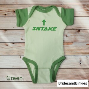 Intake Exhaust Baby Bodysuit: Mechanic Car Lover Gift Lime Green w/Green