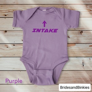 Intake Exhaust Baby Bodysuit: Mechanic Car Lover Gift Lavender w/ Purple