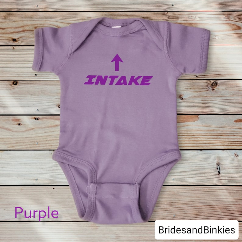 Intake Exhaust Baby Bodysuit: Mechanic Car Lover Gift Lavender w/ Purple