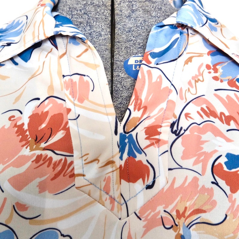 1960s Mod Watercolor Long Sleeve Shift Dress