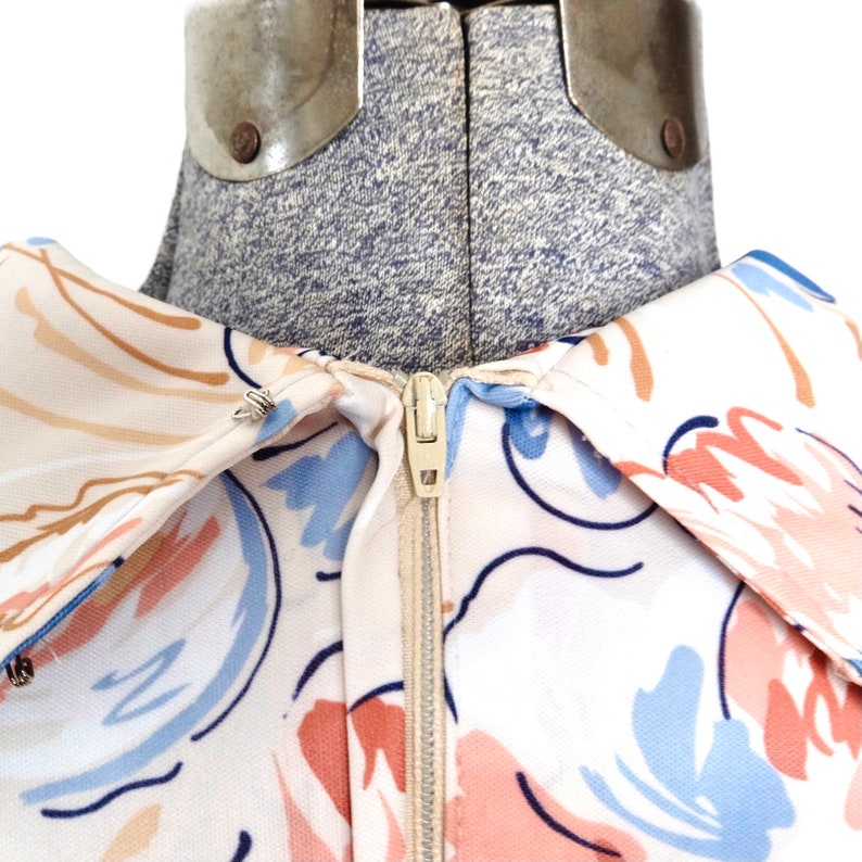 1960s Mod Watercolor Long Sleeve Shift Dress