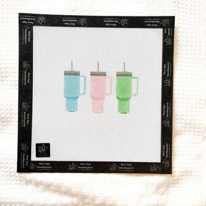 Stanley Cup Trio Needlepoint Canvas – Design for Patch, Pouch, or Frame