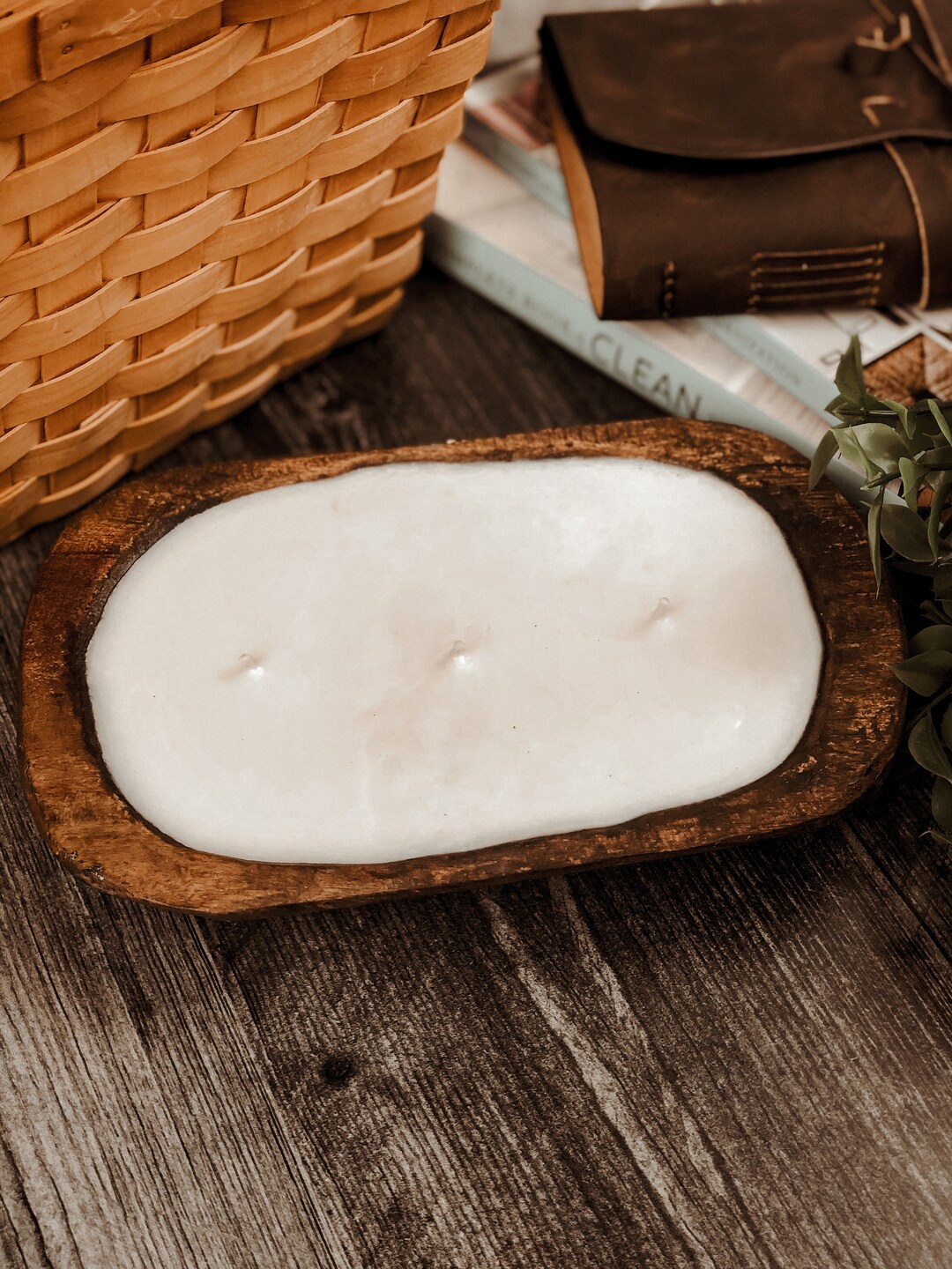 Wooden Dough Bowl Soy Candle Hand Poured Soy Candle Rustic Decor Gift