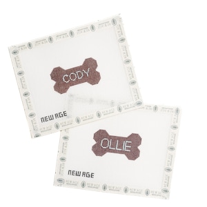 Custom Dog Bone Needlepoint Canvas – 3x2" on 18 Mesh, Hand-Painted – Personalized Pet Name & Color